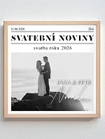 Personalizovaný magický fotoobraz v rámu - čtverec 20x20 - svatební noviny