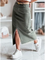 Džínová maxi sukně s rozparkem MIDIWAY zelená FashionStreet CY0489
