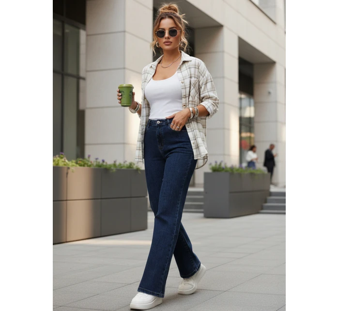 Dámské džíny s vysokým pasem tmavě modré FashionStreet UY2899