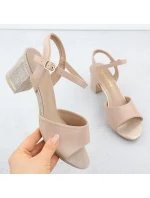 Béžové dámské sandály na jehlovém podpatku model 21904915 - VINCEZA