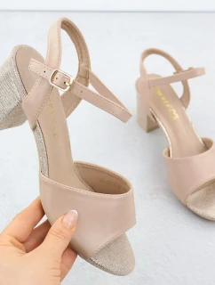 Béžové dámské sandály na jehlovém podpatku model 21904915 - VINCEZA