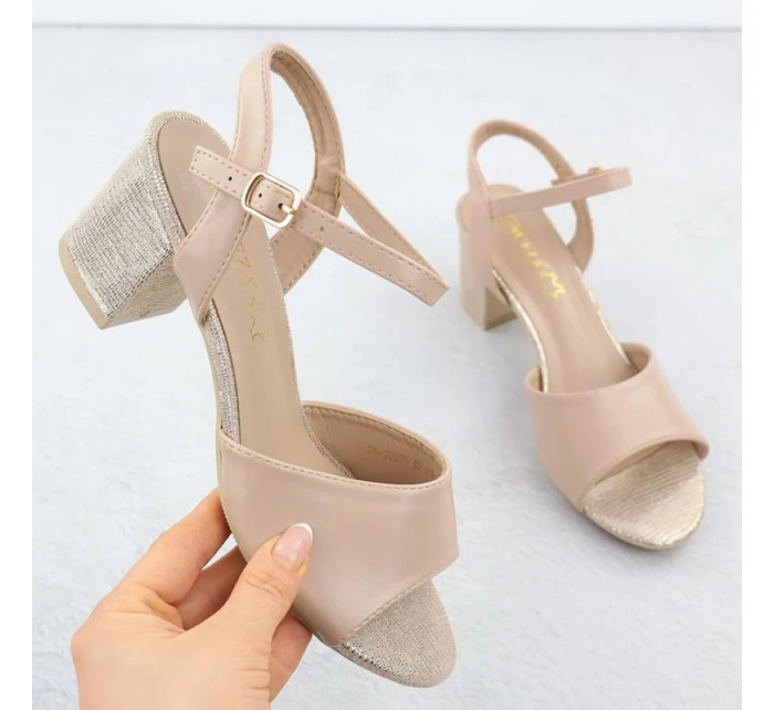 Béžové dámské sandály na jehlovém podpatku model 21904915 - VINCEZA