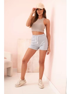 Dámské bavlněné šortky s gumou a vázáním v pase šedý melír