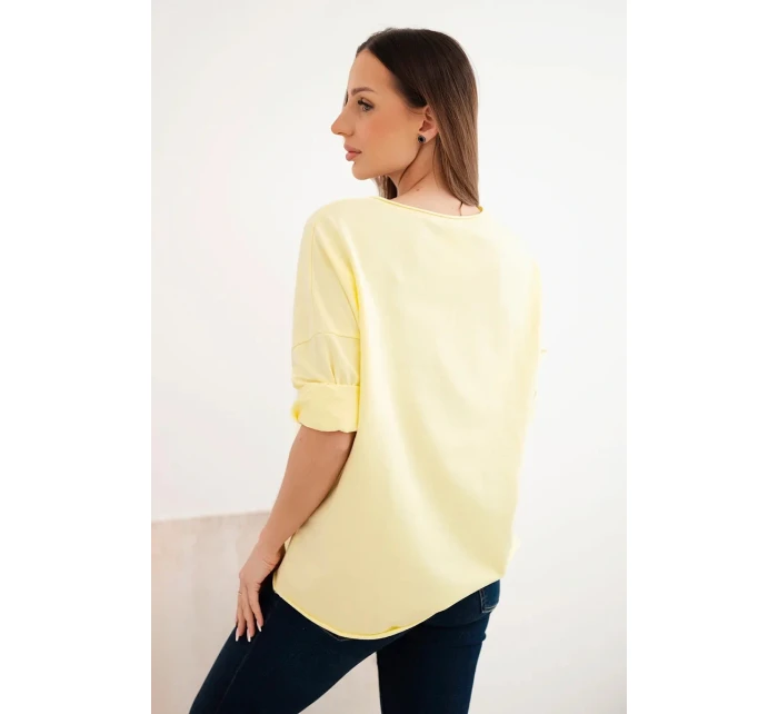 Dámská bavlněná blůza s dlouhým rukávem a srdíčky žlutý
