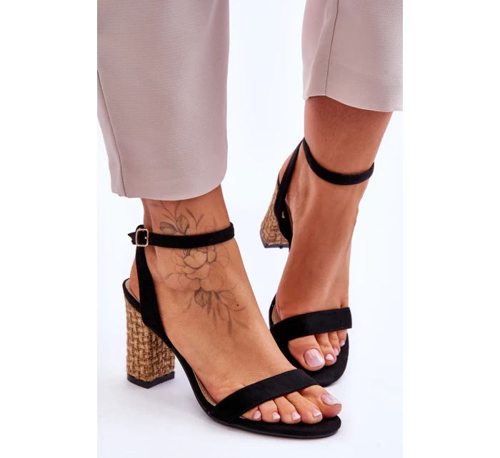 Semišové Sandály Na Podpatku Černé model 21618625 - Boto Semišové Sandály Na Podpatku Černé model 21618625 - Boto