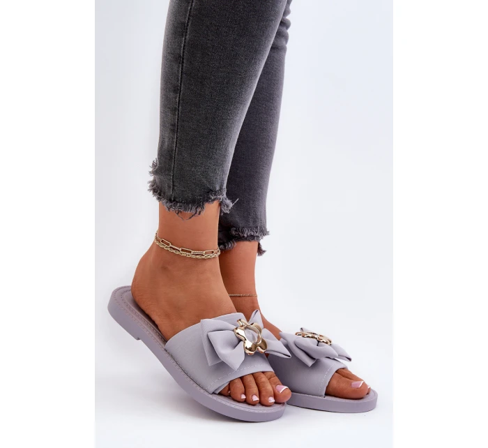 Dámské žabky s mašlí Levandulové Arsicada Dámské žabky s mašlí Levandulové Arsicada