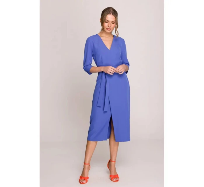 Šaty se zavinovacími detaily model 21069649 modré - STYLOVE Šaty se zavinovacími detaily model 21069649 modré - STYLOVE