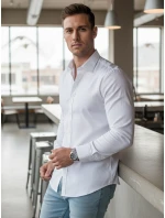 Pánská elegantní hladká bílá košile REGULAR FIT FashionStreet DX2540