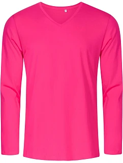 Promodoro 1460 Pánské tričko do V s dl. rukávem - X.O 40.1460 bright rose