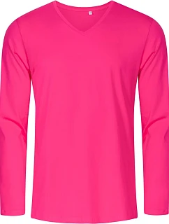 Promodoro 1460 Pánské tričko do V s dl. rukávem - X.O 40.1460 bright rose