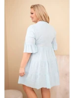 Dámské bavlněné šaty Plus Size s volány modré