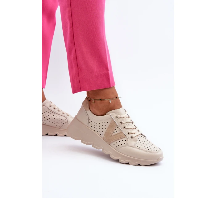 Dámské kožené lehké sportovní boty béžové Eleonori Dámské kožené lehké sportovní boty béžové Eleonori