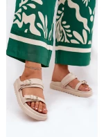 Dámské Pantofle Na Platformě Se Zlatými Béžové model 21687846 - Boto Dámské Pantofle Na Platformě Se Zlatými Béžové model 21687846 - Boto