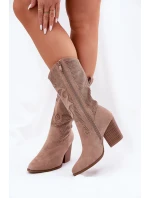 Kozačky Na Podpatku Béžové model 21691082 - S.Barski