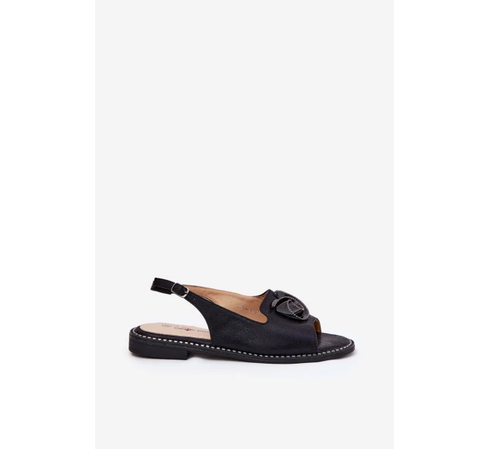 Lesklé Dámské Sandály S Ozdobou model 21691546 Černé - S.Barski