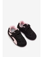 Dětské sportovní boty na suchý zip Perrin – černo-růžové