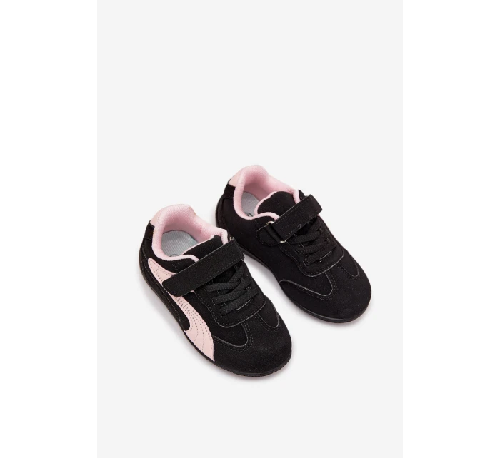 Dětské sportovní boty na suchý zip Perrin – černo-růžové