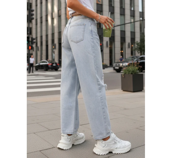 Dámské pytlovité džíny s odřením světle modré FashionStreet UY2889