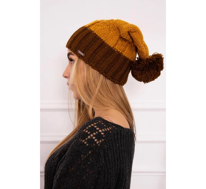 Fleecová čepice Paris K212 hořčicová+hnědá Fleecová čepice Paris K212 hořčicová+hnědá