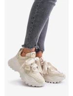 Dámské Kožené Tenisky Béžové model 21671647 - CheBello