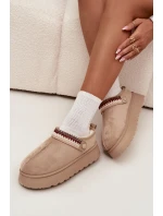 Dámské sněhule nízké s páskem a výšivkou na platformě světle béžové model 21708900 - Boto Dámské sněhule nízké s páskem a výšivkou na platformě světle béžové model 21708900 - Boto