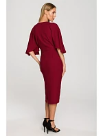Šaty model 22313100 s kimono rukávy – vínové - Moe