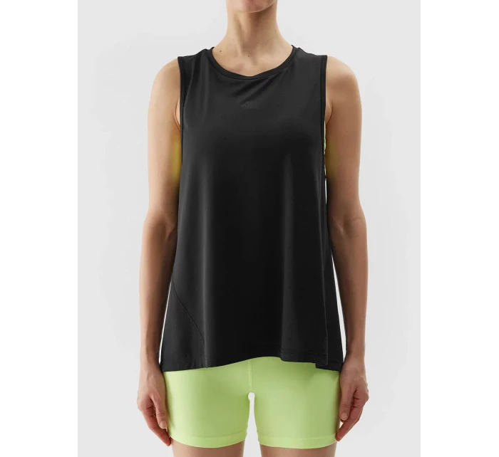 Dámský sportovní top z recyklovaných materiálů 4F - černý Dámský sportovní top z recyklovaných materiálů 4F - černý