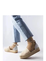 Dámské espadrilky 22883 Béžová se stříbrnou - FLYFOR