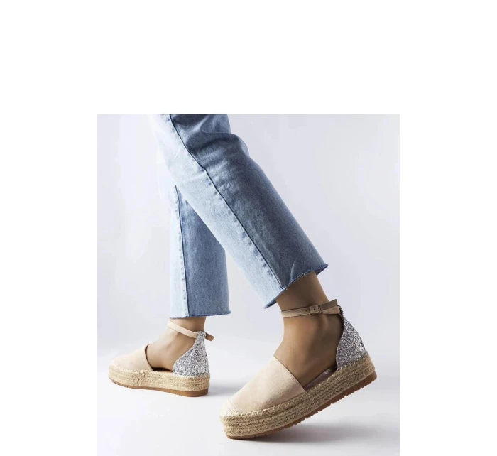 Dámské espadrilky 22883 Béžová se stříbrnou - FLYFOR