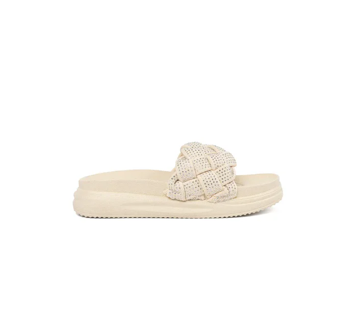 Trendy dámské Jasnobeżowy  nazouváky platforma