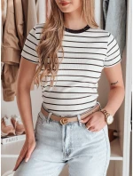 Dámské základní pruhované tričko LINESS bílé Dstreet RY2818
