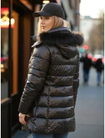 Dámská prošívaná zimní bunda s kožešinou SHINE černá FashionStreet TY4483z