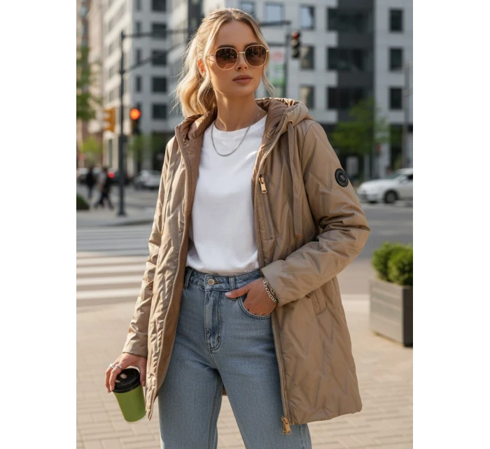 Dámská prošívaná přechodová bunda velbloudí barvy FashionStreet TY5563