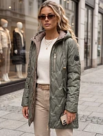 Dámská prošívaná přechodová bunda s kapucí, zelená, FashionStreet TY5770