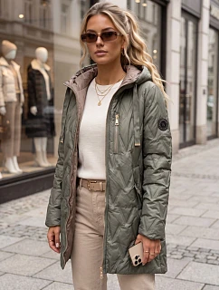 Kurtka damska przejściowa pikowana z kapturem zielona model 22342152 - FashionStreet