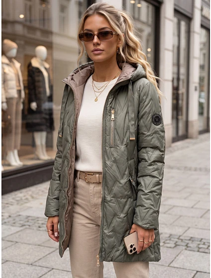 Kurtka damska przejściowa pikowana z kapturem zielona model 22342152 - FashionStreet
