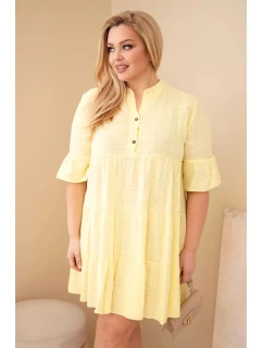 Dámské bavlněné šaty Plus Size s volány žlutá