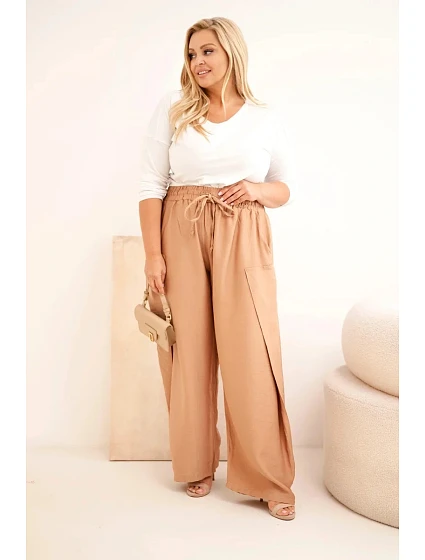 Dámské bavlněné kalhoty Plus Size s gumou v pase model 22187134 - K-Fashion Dámské bavlněné kalhoty Plus Size s gumou v pase model 22187134 - K-Fashion