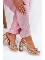 Průhledné Sandály Na Podpatku D&A MR51-705 Zlaté Průhledné Sandály Na Podpatku D&A MR51-705 Zlaté