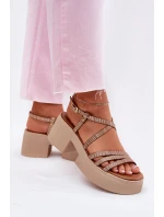 Dámské kožené sandály model 21701942 zlaté - Maciejka Dámské kožené sandály model 21701942 zlaté - Maciejka