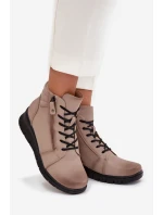 Kožené dámské kotníkové boty na platformě zateplené Vinceza 39963 béžové Kožené dámské kotníkové boty na platformě zateplené Vinceza 39963 béžové