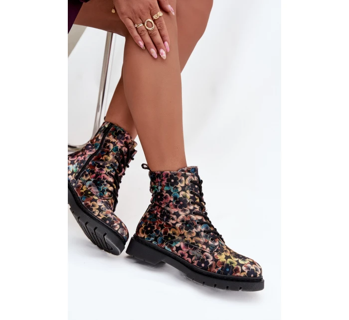 Dámské zimní kotníkové boty květinové Artiker 57C1050 multikolor