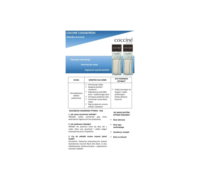 Coccine Thermoactive Insole Cool Fresh - Dry Feet