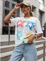Dámské bavlněné tričko s potiskem STRELLO bílé FashionStreet RY2402