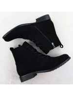 Dámské černé semišové prolamované kozačky model 21905582 - S.Barski Dámské černé semišové prolamované kozačky model 21905582 - S.Barski