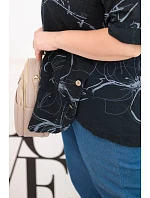 Dámská bavlněná halenka Plus Size s krátkým rukávem a kapsou černá