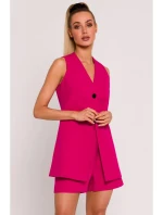 M776 Sako bez rukávů s jedním knoflíkem - fuchsiová