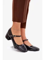 Dámské lodičky na sloupek podpatku 77-554 Černá - C.M Paris