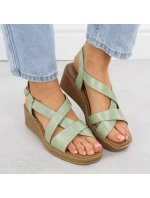 Zelené lakované dámské sandály na platformě Sergio Leone SK298