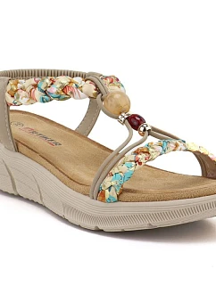 Dámské sandály na podpatku béžové Artiker 58C0001